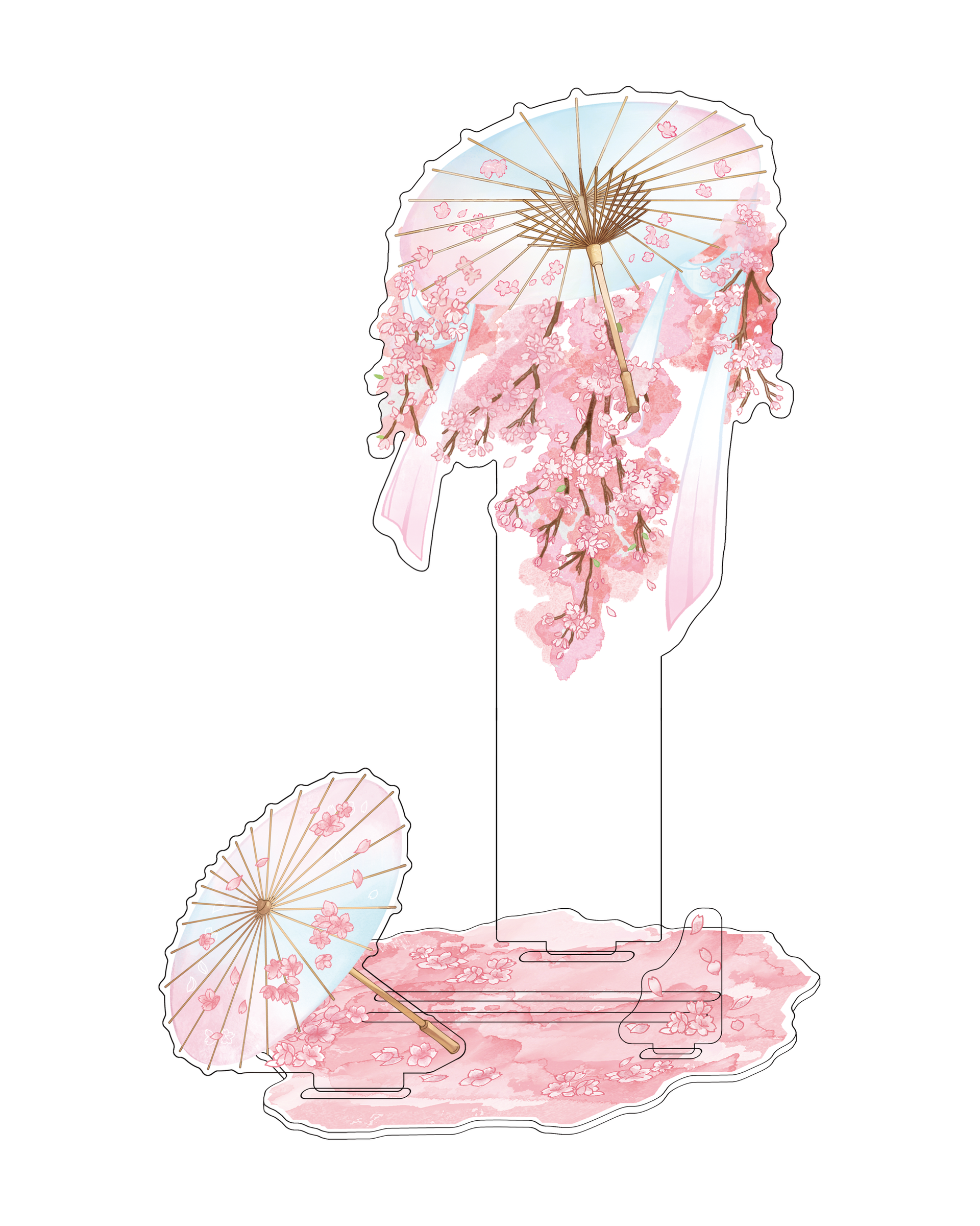傘と繁る花 アクリルディスプレイスタンド – Yomochi